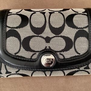 Coach Signature Medium Canvas Trifold Wallet